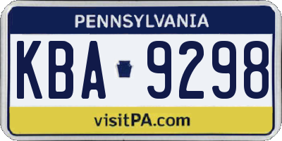 PA license plate KBA9298