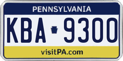 PA license plate KBA9300