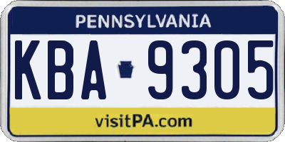 PA license plate KBA9305
