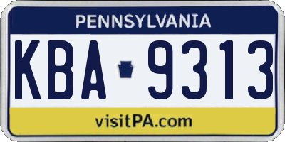 PA license plate KBA9313