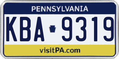 PA license plate KBA9319