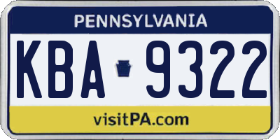 PA license plate KBA9322