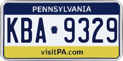 PA license plate KBA9329