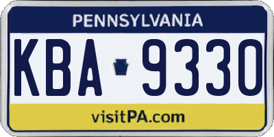 PA license plate KBA9330