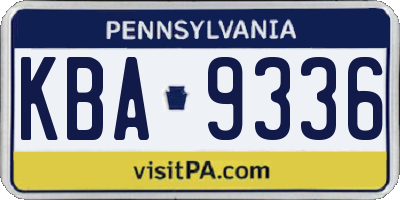 PA license plate KBA9336