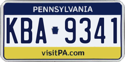 PA license plate KBA9341