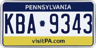 PA license plate KBA9343