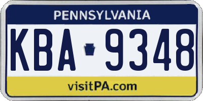PA license plate KBA9348