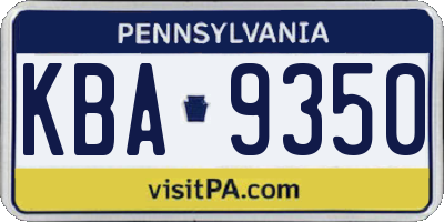 PA license plate KBA9350