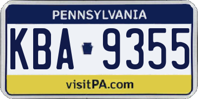 PA license plate KBA9355