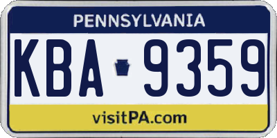 PA license plate KBA9359