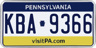 PA license plate KBA9366