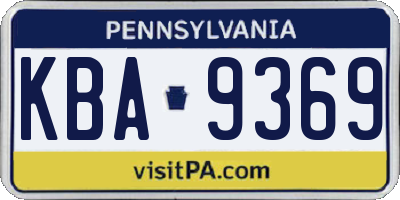 PA license plate KBA9369