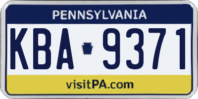 PA license plate KBA9371
