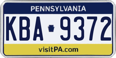 PA license plate KBA9372