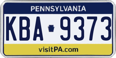 PA license plate KBA9373