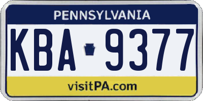 PA license plate KBA9377