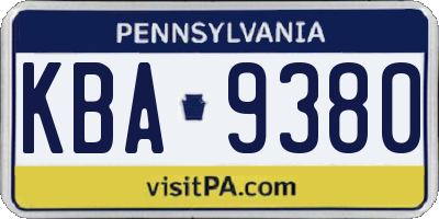 PA license plate KBA9380