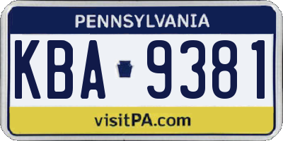 PA license plate KBA9381