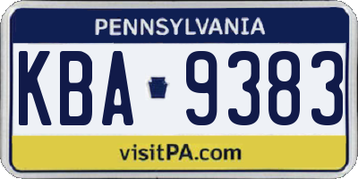 PA license plate KBA9383