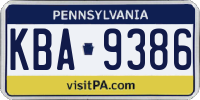 PA license plate KBA9386
