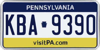 PA license plate KBA9390