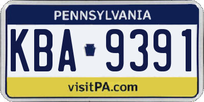 PA license plate KBA9391