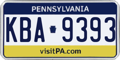 PA license plate KBA9393