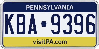 PA license plate KBA9396