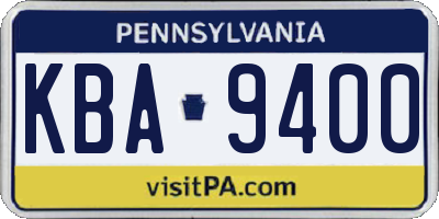 PA license plate KBA9400