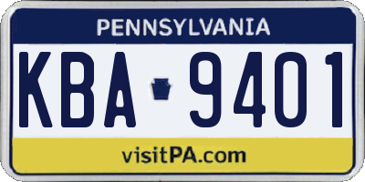 PA license plate KBA9401