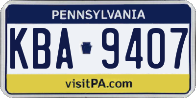 PA license plate KBA9407