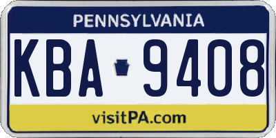 PA license plate KBA9408