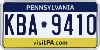 PA license plate KBA9410