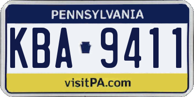 PA license plate KBA9411