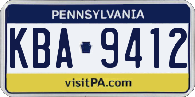 PA license plate KBA9412