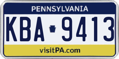 PA license plate KBA9413