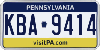 PA license plate KBA9414