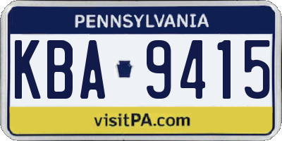 PA license plate KBA9415