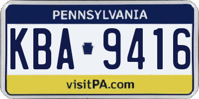 PA license plate KBA9416
