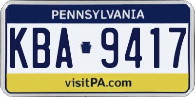 PA license plate KBA9417
