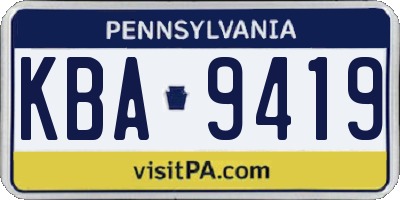 PA license plate KBA9419