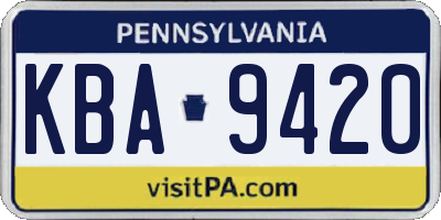 PA license plate KBA9420