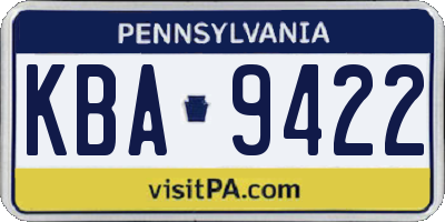 PA license plate KBA9422