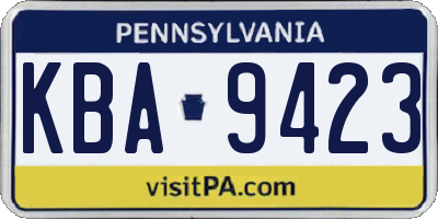 PA license plate KBA9423