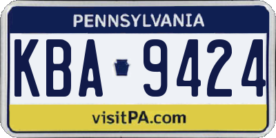 PA license plate KBA9424