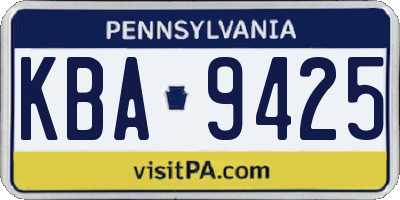PA license plate KBA9425