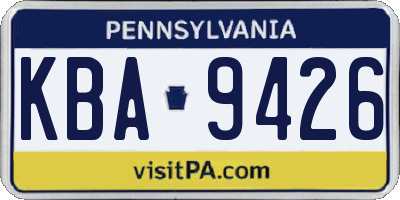 PA license plate KBA9426