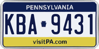 PA license plate KBA9431