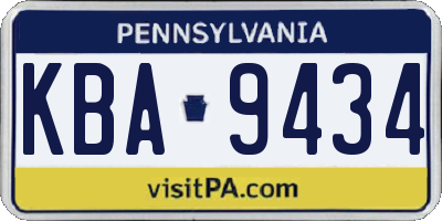 PA license plate KBA9434
